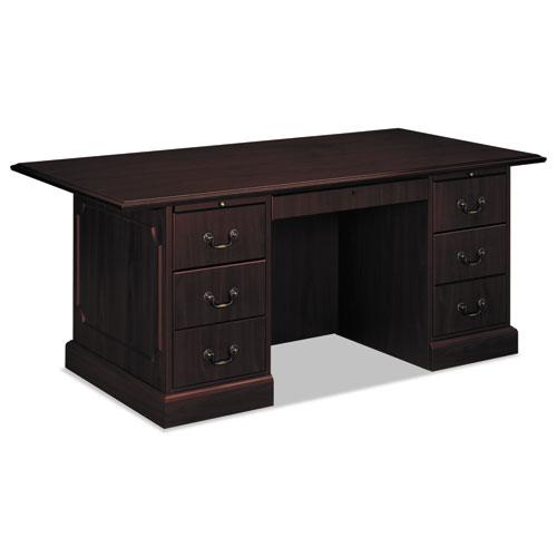 94000 Series Double Pedestal Desk, 72" x 36" x 29.5", Mahogany. Picture 1
