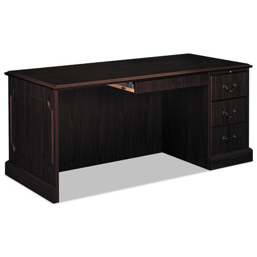 94000 Series "L" Workstation Desk for Return on Left, 66" x 30" x 29.5", Mahogany. Picture 1
