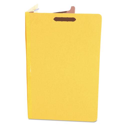 Bright Colored Pressboard Classification Folders, 2" Expansion, 1 Divider, 4 Fasteners, Legal Size, Yellow Exterior, 10/Box. Picture 5