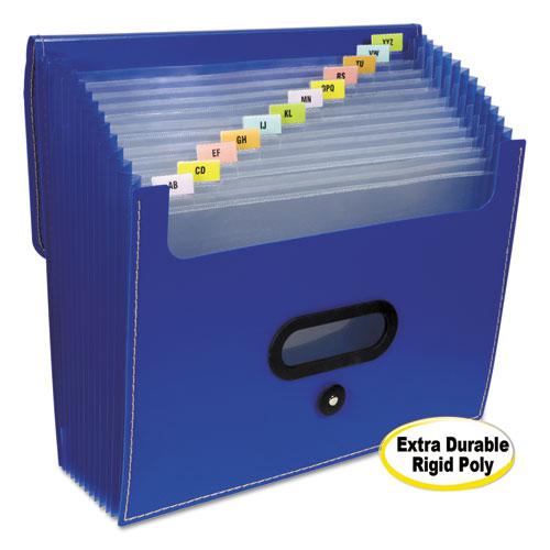 13-Pocket Ladder Expanding File, 10" Expansion, 13 Sections, 1/13-Cut Tab, Letter Size, Blue. Picture 3