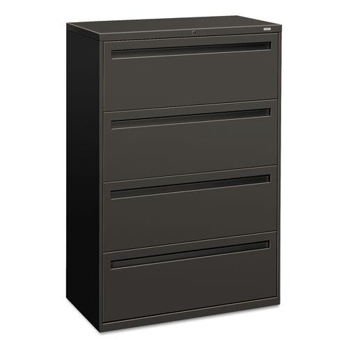 Brigade 700 Series Lateral File, 4 Legal/Letter-Size File Drawers, Charcoal, 36" x 18" x 52.5". Picture 1