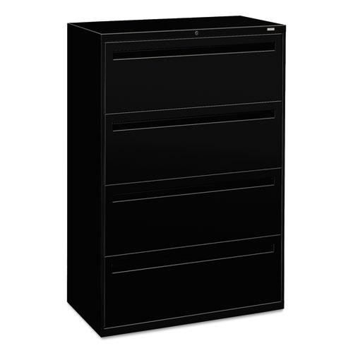 Brigade 700 Series Lateral File, 4 Legal/Letter-Size File Drawers, Black, 36" x 18" x 52.5". Picture 1