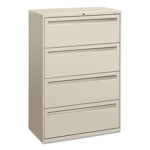 Brigade 700 Series Lateral File, 4 Legal/Letter-Size File Drawers, Light Gray, 36" x 18" x 52.5". Picture 1
