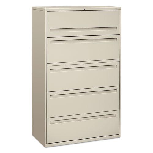 Brigade 700 Series Lateral File, 4 Legal/Letter-Size File Drawers, 1 File Shelf, 1 Post Shelf, Light Gray, 42" x 18" x 64.25". Picture 1