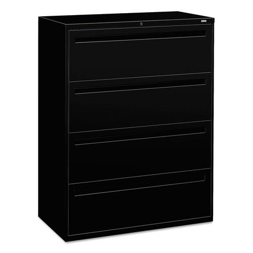 Brigade 700 Series Lateral File, 4 Legal/Letter-Size File Drawers, Black, 42" x 18" x 52.5". Picture 1