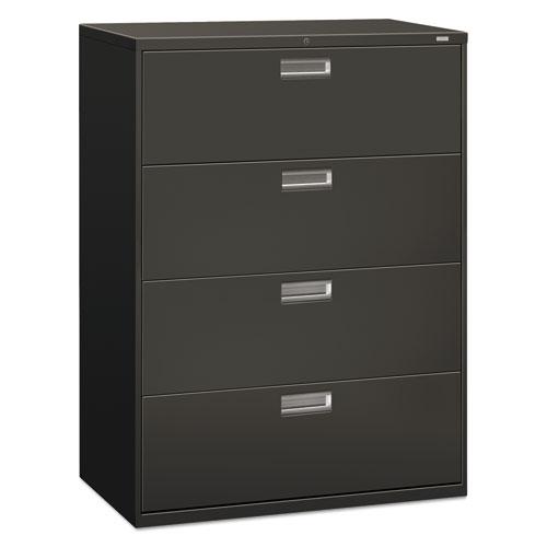 Brigade 600 Series Lateral File, 4 Legal/Letter-Size File Drawers, Charcoal, 42" x 18" x 52.5". Picture 1