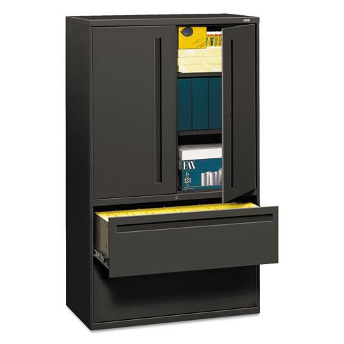 Brigade 700 Series Lateral File, Three-Shelf Enclosed Storage, 2 Legal/Letter-Size File Drawers, Charcoal, 42" x 18" x 64.25". Picture 1