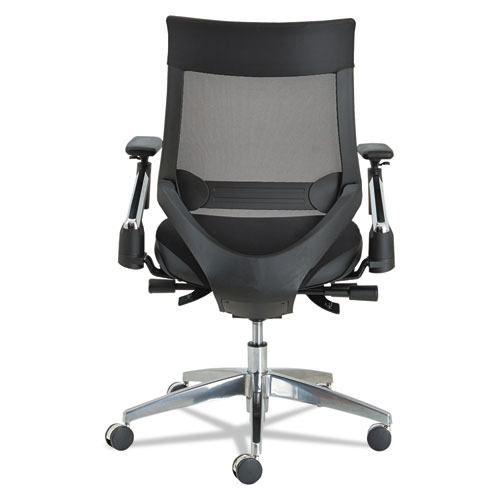 Alera EB-W Series Pivot Arm Multifunction Mesh Chair, Supports 275 lb, 18.62" to 22.32" Seat, Black Seat/Back, Aluminum Base. Picture 4