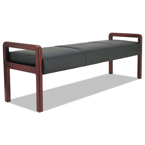 Alera Reception Lounge WL Series Bench, Three-Seater, 65.75w x 22.25d x 22.88h, Black/Mahogany. Picture 6