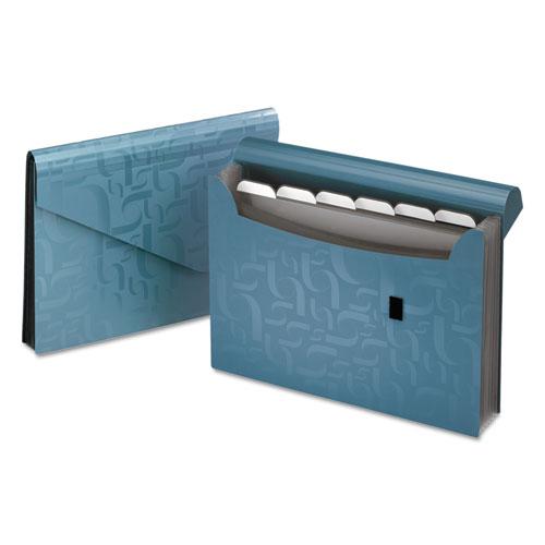 Expanding Poly Files, 3.5" Expansion, 7 Sections, Hook/Loop Closure, 1/6-Cut Tabs, Letter Size, Blue. Picture 1