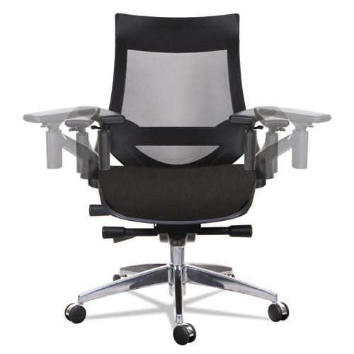 Alera EB-W Series Pivot Arm Multifunction Mesh Chair, Supports 275 lb, 18.62" to 22.32" Seat, Black Seat/Back, Aluminum Base. Picture 6