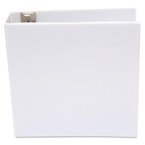 Economy Round Ring View Binder, 3 Rings, 3" Capacity, 11 x 8.5, White. Picture 5