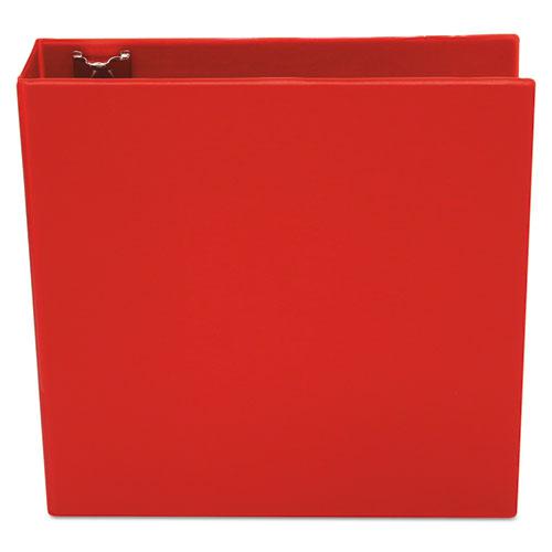 Economy Non-View Round Ring Binder, 3 Rings, 3" Capacity, 11 x 8.5, Red. Picture 4