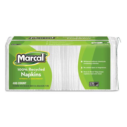 100% Recycled Luncheon Napkins, 11.4 x 12.5, White, 400/Pack, 6PK/CT. Picture 1