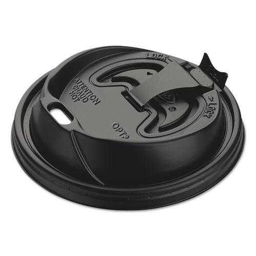 Optima Reclosable Lids for Hot Paper Cups, Fits 10 oz to 24 oz Cups, Black, 1,000/Carton. Picture 3