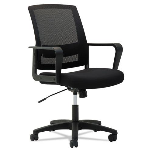 Mesh Mid-Back Chair, Supports Up to 225 lb, 17" to 21.5" Seat Height, Black. Picture 1