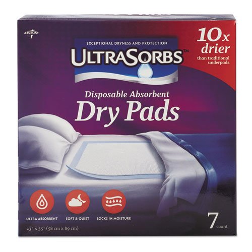 Ultrasorbs Disposable Dry Pads, 23" x 35", Blue, 7/Box. The main picture.