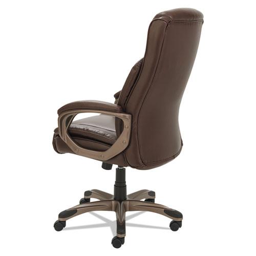 Alera Veon Series Executive High-Back Bonded Leather Chair, Supports Up to 275 lb, Brown Seat/Back, Bronze Base. Picture 6