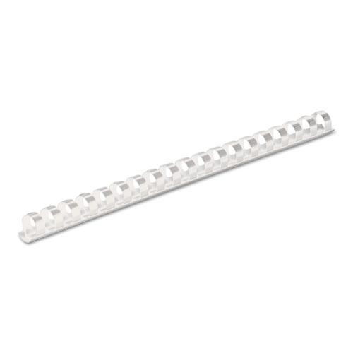 Plastic Comb Bindings, 1/2" Diameter, 90 Sheet Capacity, White, 100/Pack. The main picture.