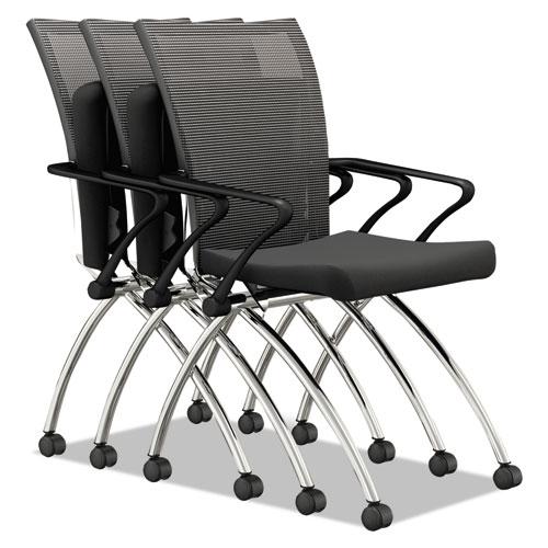 Valoré Training Series High-Back Nesting Chair, Black Seat/Black Back, Silver Base, 2/Carton. Picture 4