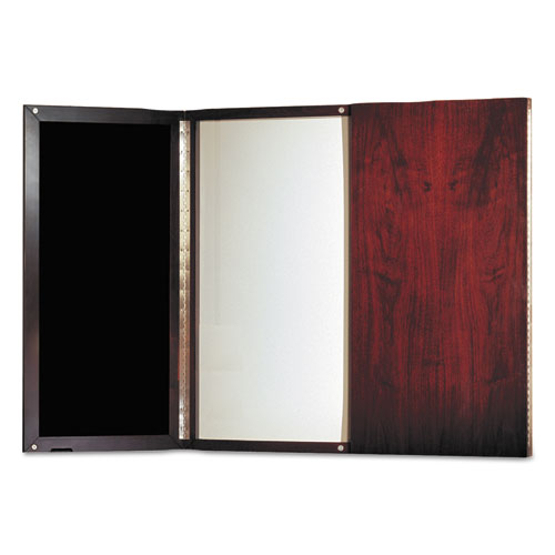 Corsica Series Veneer Dry Erase Presentation Board, 48 x 48, Mahogany Frame. Picture 4