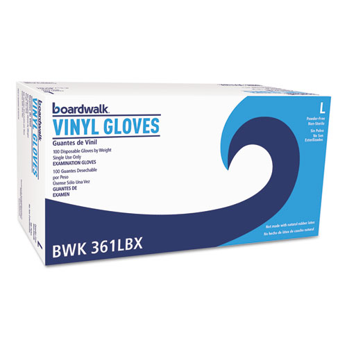 Exam Vinyl Gloves, Clear, Large, 3 3/5 mil, 100/Box, 10 Boxes/Carton. Picture 1
