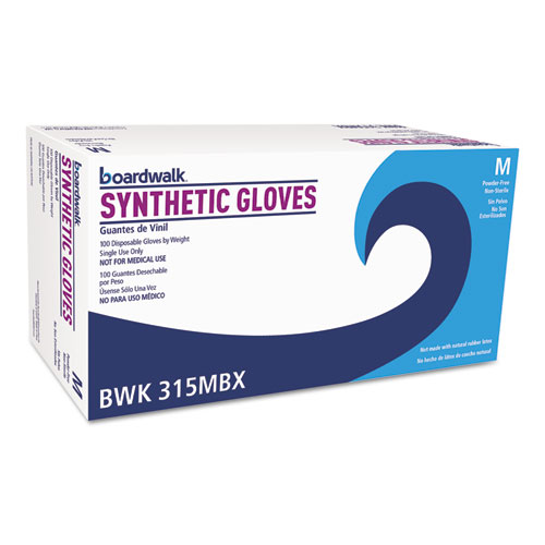 Powder-Free Synthetic Vinyl Gloves, Medium, Cream, 4 mil, 1,000/Carton. Picture 1