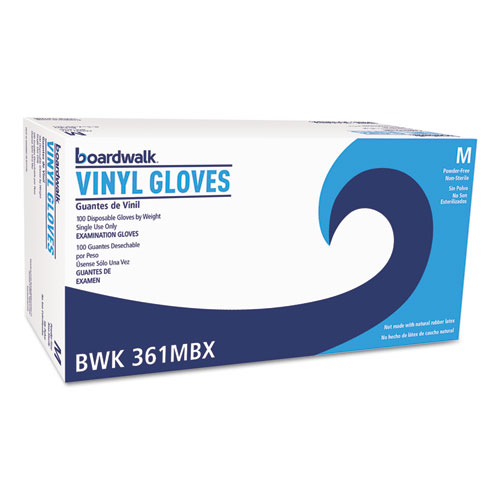 Exam Vinyl Gloves, Clear, Medium, 3 3/5 mil, 100/Box, 10 Boxes/Carton. Picture 1
