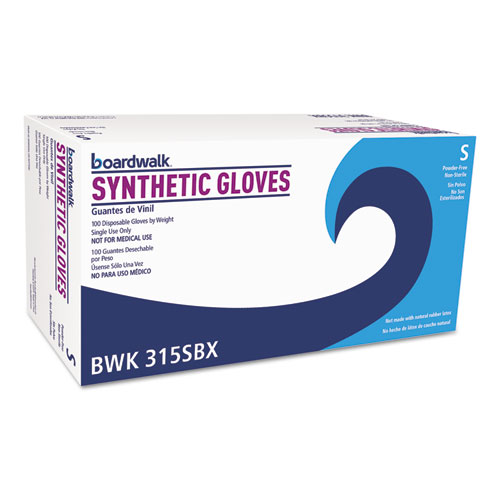 Powder-Free Synthetic Vinyl Gloves, Small, Cream, 4 mil, 1,000/Carton. Picture 1