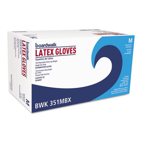 Powder-Free Latex Exam Gloves, Medium, Natural, 4.8 mil, 100/Box, 10 Boxes/Carton. Picture 1