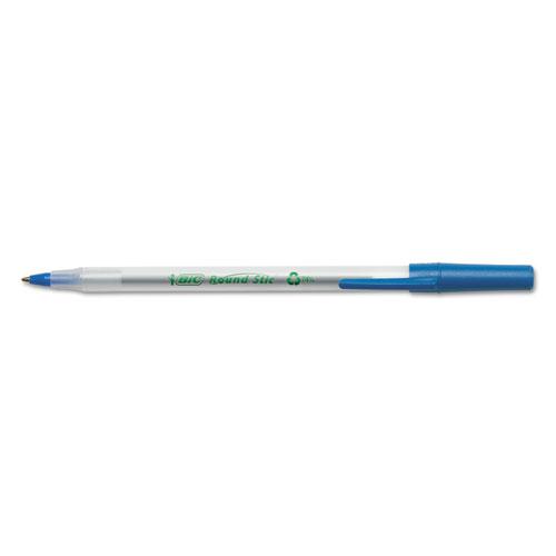 Ecolutions Round Stic Ballpoint Pen Value Pack, Stick, Medium 1 mm, Blue Ink, Clear Barrel, 50/Pack. Picture 3