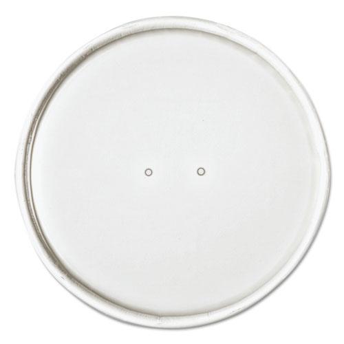 Paper Lids for 32 oz Food Containers, Vented, 4.6" Diameter x 0.7"h, White, 25/Bag, 20 Bags/Carton. The main picture.