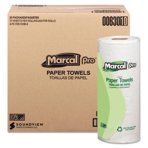 100% Premium Recycled Kitchen Roll Towels, 2-Ply, 11 x 9, White, 70/Roll, 30 Rolls/Carton. Picture 1