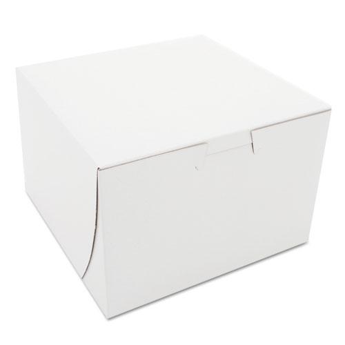 White One-Piece Non-Window Bakery Boxes, 6 x 6 x 4, White, Paper, 250/Bundle. Picture 1