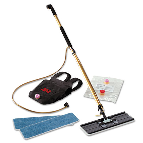 Easy Shine Applicator Kit, 18" Wide White Microfiber Head, 43" to 63" Gold/Black Aluminum Handle. Picture 1