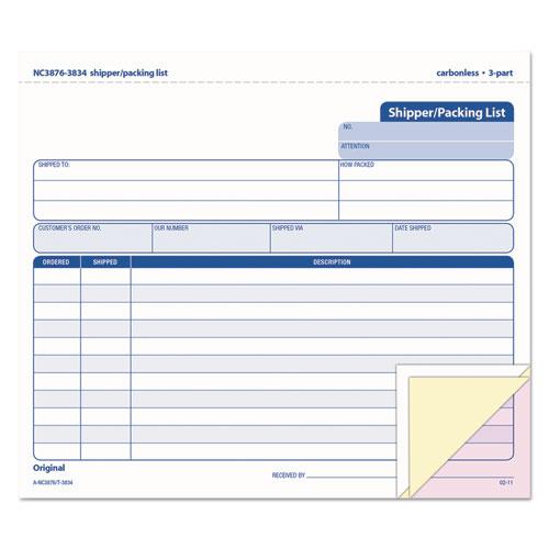 Triplicate Snap-Off Shipper/Packing List, Three-Part Carbonless, 8.5 x 7, 50 Forms Total. Picture 1