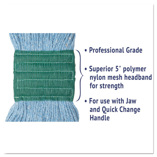 Super Loop Wet Mop Head, Cotton/Synthetic Fiber, 5" Headband, Medium Size, Blue. Picture 5