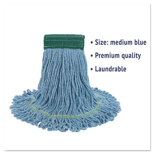 Super Loop Wet Mop Head, Cotton/Synthetic Fiber, 5" Headband, Medium Size, Blue. Picture 3