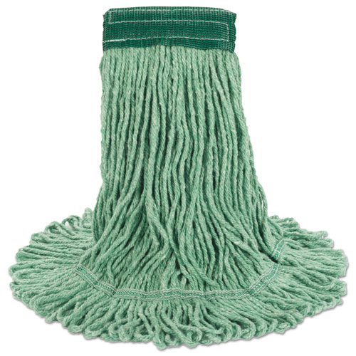 Super Loop Wet Mop Head, Cotton/Synthetic Fiber, 5" Headband, Medium Size, Green. Picture 6