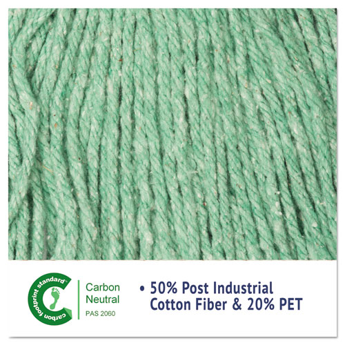 Super Loop Wet Mop Head, Cotton/Synthetic Fiber, 5" Headband, Medium Size, Green, 12/Carton. Picture 6