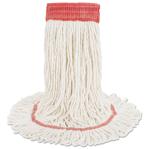 Super Loop Wet Mop Head, Cotton/Synthetic Fiber, 5" Headband, Large Size, White. Picture 6