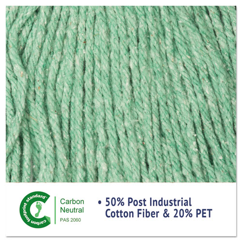 Super Loop Wet Mop Head, Cotton/Synthetic Fiber, 5" Headband, Large Size, Green, 12/Carton. Picture 6