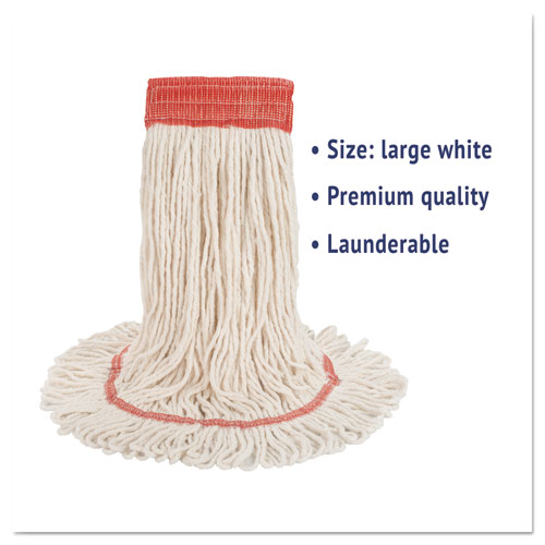 Super Loop Wet Mop Head, Cotton/Synthetic Fiber, 5" Headband, Large Size, White. Picture 2