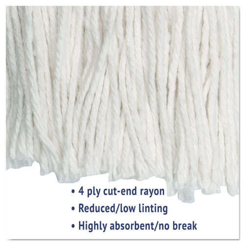 Cut-End Wet Mop Head, Rayon, No. 24, White. Picture 3