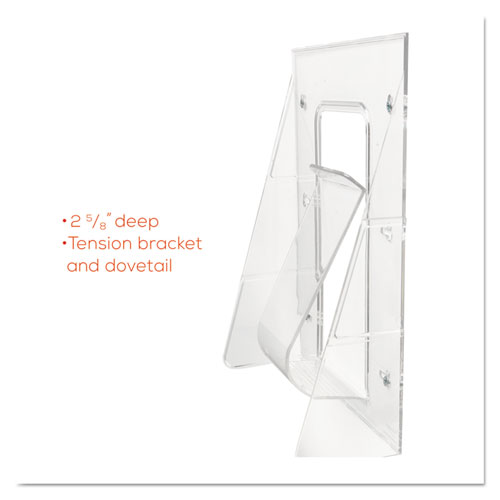 Stand-Tall Wall-Mount Literature Rack, Leaflet, 4.56w x 3.25d x 11.88h, Clear. Picture 2