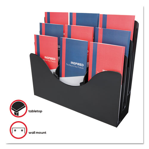 3-Tier Document Organizer w/6 Removable Dividers, 13.38w x 3.5d x 11.5h, Black. Picture 4