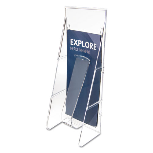 Stand-Tall Wall-Mount Literature Rack, Leaflet, 4.56w x 3.25d x 11.88h, Clear. Picture 1