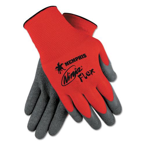 Ninja Flex Latex Coated Palm Gloves N9680L, Large, Red/Gray, Dozen. Picture 1