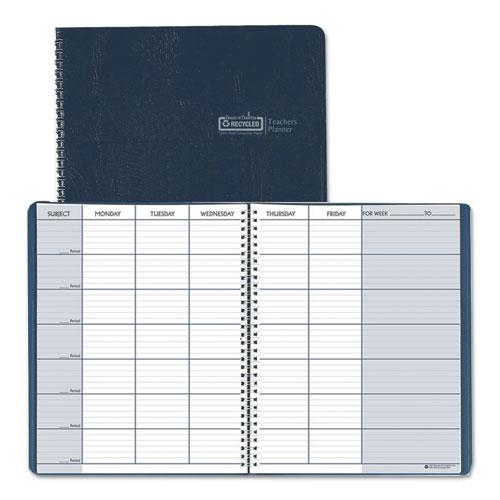 Recycled Teacher's Planner, Weekly, Two-Page Spread (Seven Classes), 11 x 8.5, Blue Cover. Picture 1