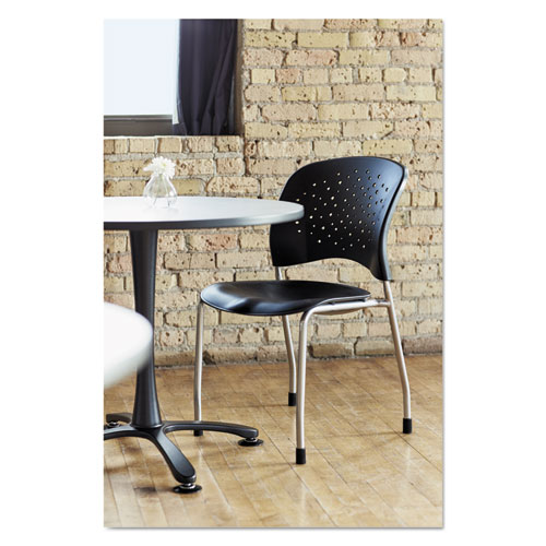 Rêve Series Guest Chair W/ Straight Legs, Black Plastic, Silver Steel, 2/Carton. Picture 4